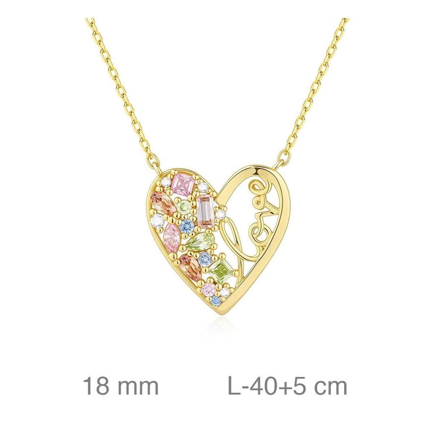 Foto de Gargantilla plata baño oro corazon circonitas color LOVE