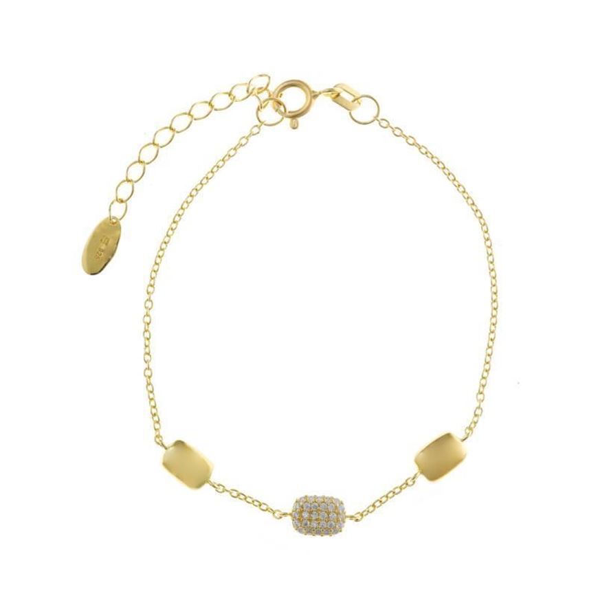 Foto de Pulsera de plata baño oro rectangulo con circonitas