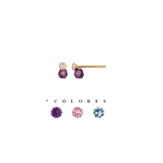 Foto de Pendientes dormilones en oro amarillo 18kt y circonitas azules