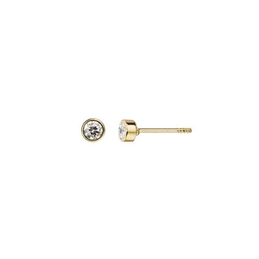Foto de Pendientes chatón redondo 4mm en oro amarillo 18kt y circonita blanca