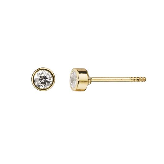 Foto de Pendientes chatón redondo 3mm en oro amarillo 18kt y circonita blanca