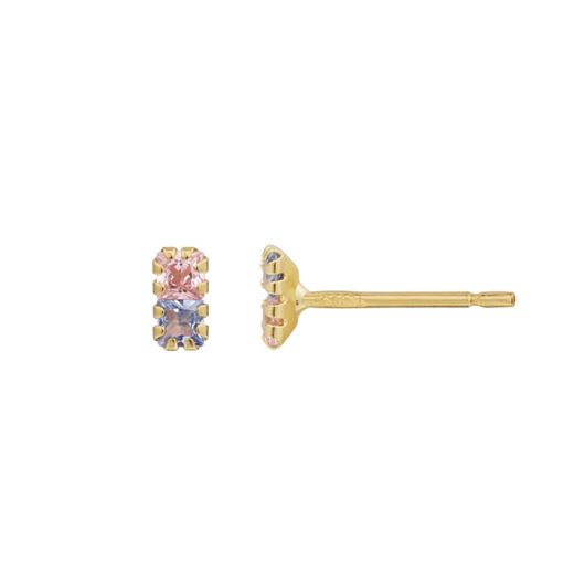 Foto de Pendientes banda carré con circonitas azules y rosas oro amarillo 18kt