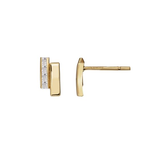 Foto de Pendientes banda de oro amarillo 18kt y circonitas blancas