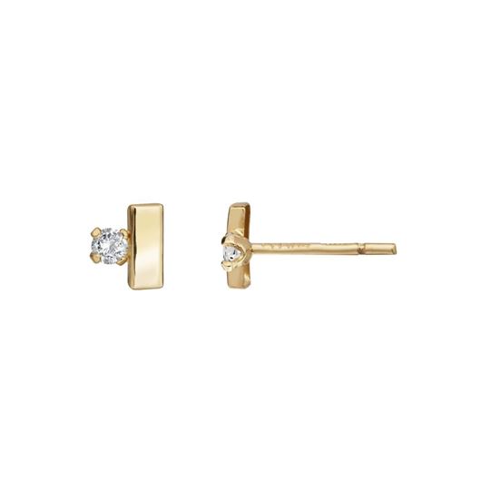 Foto de Pendientes barrita y circonitas blancas en oro amarillo 18kt