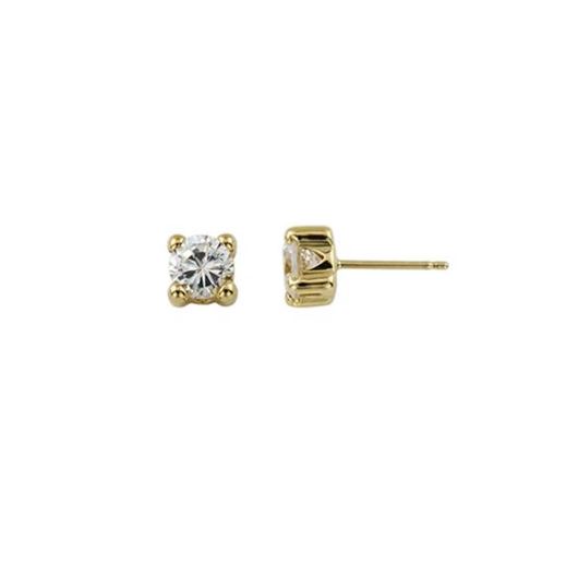 Foto de Pendientes punto de luz con cuatro garras 5mm en oro amarillo 18kt y circonitas blancas