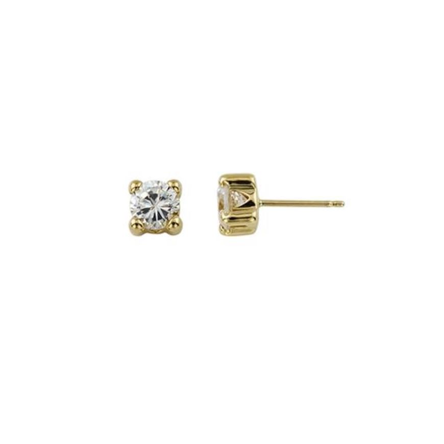 Foto de Pendientes punto de luz con cuatro garras 5mm en oro amarillo 18kt y circonitas blancas