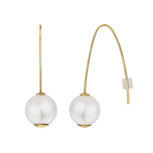 Foto de Pendientes de perla cultivada 9mm con cierre de gancho en oro amarillo 18kt
