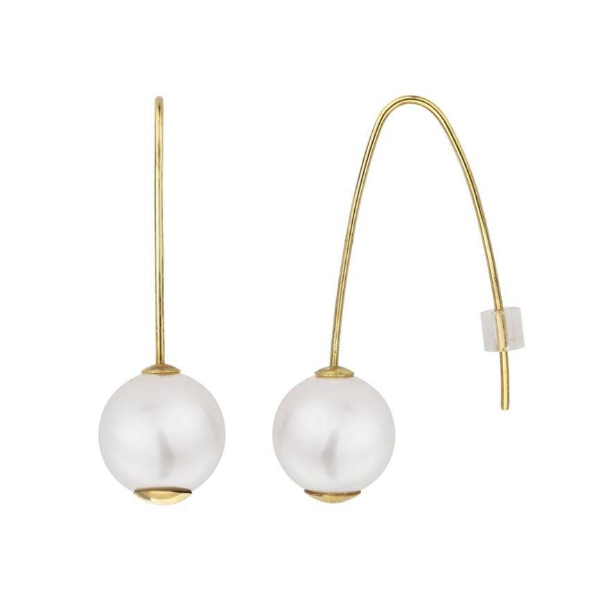 Foto de Pendientes de perla cultivada 9mm con cierre de gancho en oro amarillo 18kt