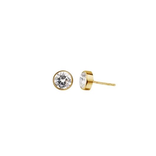 Foto de Pendientes chatón redondo 6mm en oro amarillo 18kt y circonita blanca