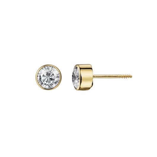 Foto de Pendientes chatón redondo 5mm en oro amarillo 18kt y circonita blanca