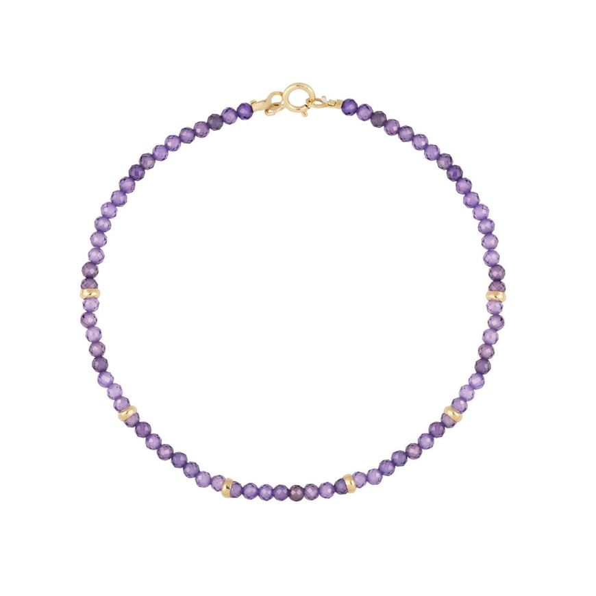 Foto de Pulsera Chic cuentas amatistas 2mm en oro amarillo 18kt