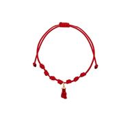 Foto de Pulsera 7 nudos Puño protector coral mini nylon en oro amarillo 18kt