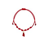 Foto de Pulsera 7 nudos nylon rojo Puño protector coral en oro amarillo 18kt