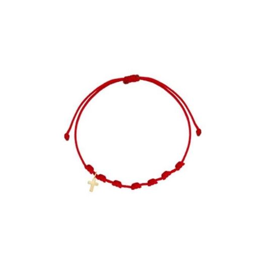 Foto de Pulsera 7 nudos Cruz mini nylon en oro amarillo 18kt