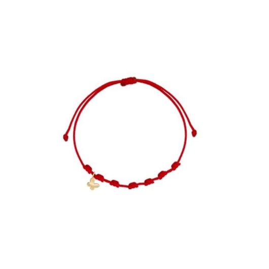 Foto de Pulsera 7 nudos nylon rojo Mariposa mini en oro amarillo 18kt