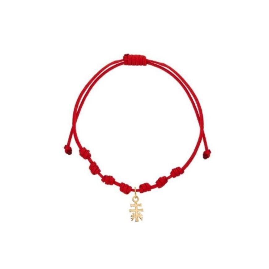 Foto de Pulsera 7 nudos Cruz de Caravaca mini nylon en oro amarillo 18kt