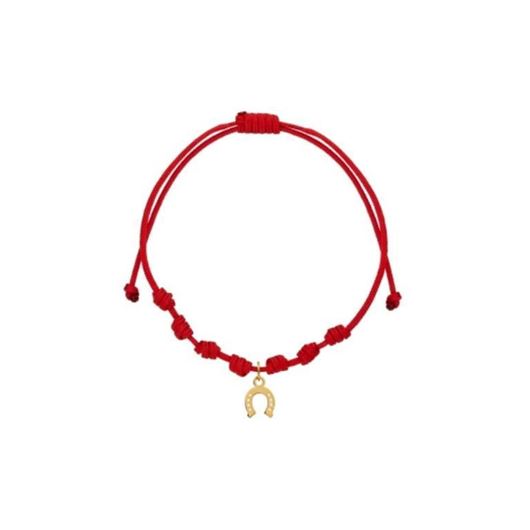 Foto de Pulsera 7 nudos Herradura de la suerte mini nylon en oro amarillo 18kt