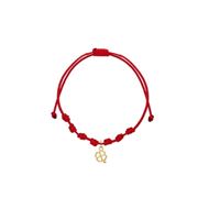 Foto de Pulsera 7 nudos nylon rojo Trébol de la suerte en oro amarillo 18kt