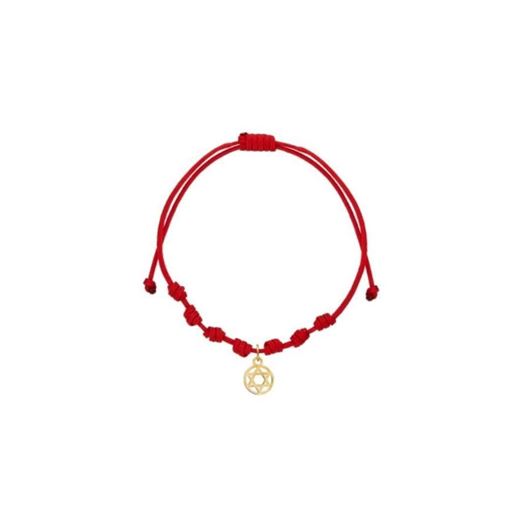 Foto de Pulsera 7 nudos Estrella David mini nylon en oro amarillo 18kt