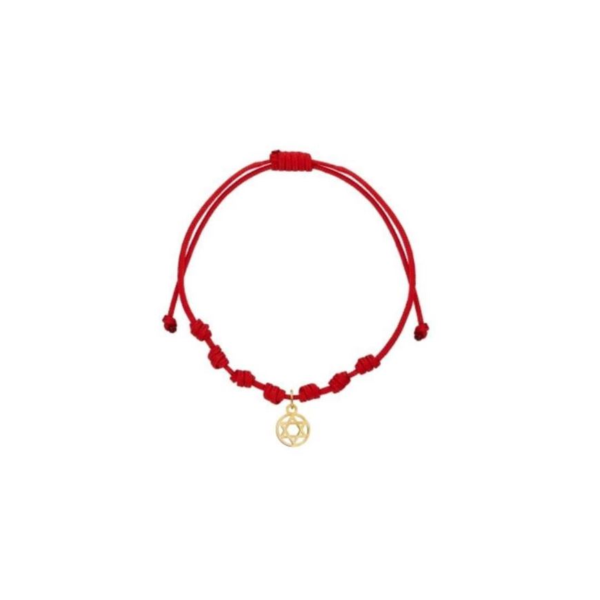Foto de Pulsera 7 nudos Estrella David mini nylon en oro amarillo 18kt