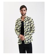 Foto de Camisa manga larga estampado floral negro y amarillo