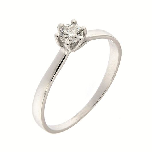 Foto de Solitario de 6 garras en oro blanco 18kt y un diamante talla brillante 0,30ct, Color G, Pureza VS