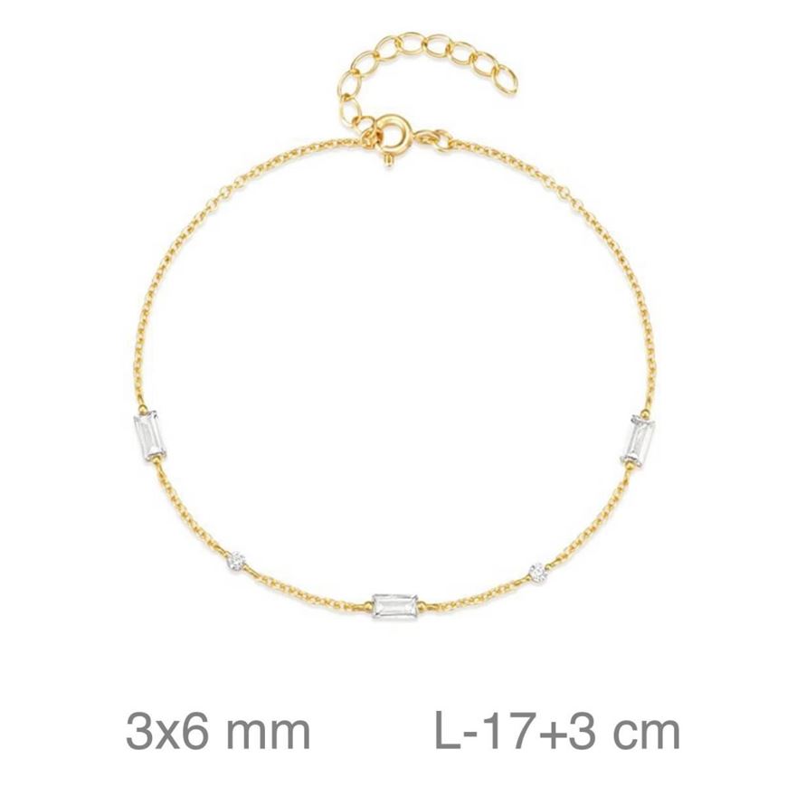 Picture of Pulsera de plata baño de oro con circonitas baguette