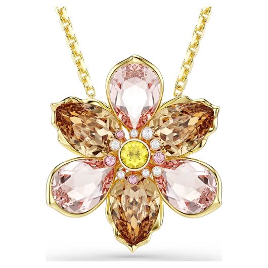 Foto de Colgante y Broche Idyllia Tallas mixtas, Flor, Multicolor, Baño tono oro