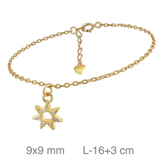 Picture of Pulsera plata baño oro colgante de sol con circonitas