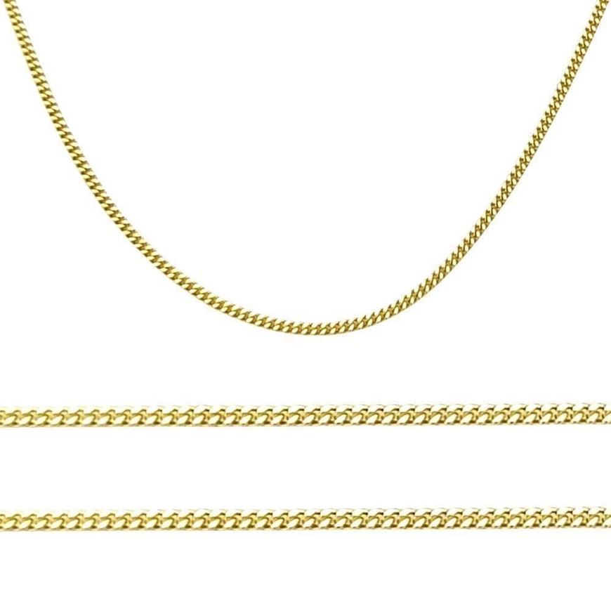 Foto de Cadena oro amarillo 18kt, eslabón barbado tupido plano, grosor 1,70mm, longitud 50cm