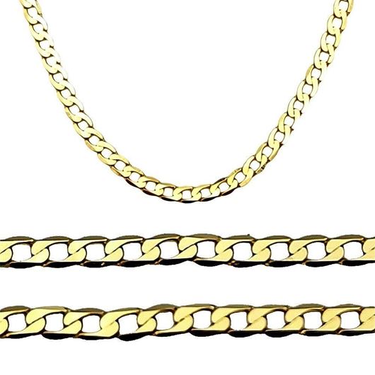 Foto de Cadena oro amarillo 18kt, eslabón barbado diamantado extraplano, grosor 1,90mm, longitud 45cm