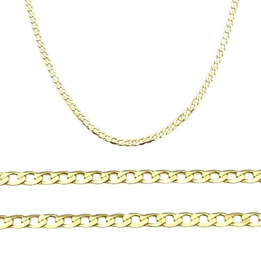 Foto de Cadena oro amarillo 18kt, eslabón barbado diamantado extraplano, grosor 1,55mm, longitud 50cm