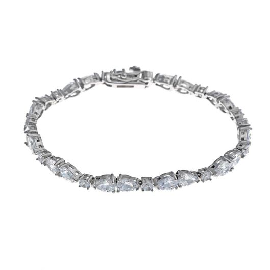 Foto de Pulsera de plata rodiada lagrmias de circonitas blancas talla pera enfrentadas