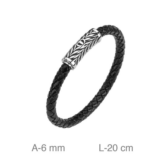 Foto de Pulsera acero y cuero negro