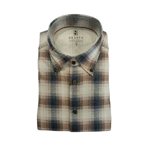 Foto de Camisa estampado cuadros tonos cálidos