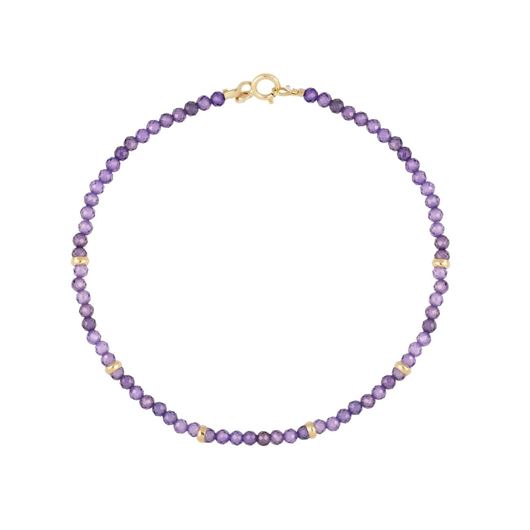 Foto de Pulsera Chic cuentas amatistas 2mm en oro amarillo 18kt 16cm