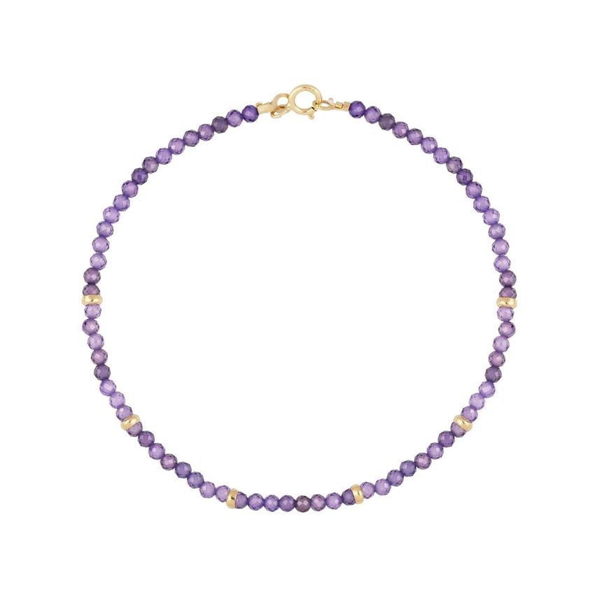 Foto de Pulsera Chic cuentas amatistas 2mm en oro amarillo 18kt 16cm