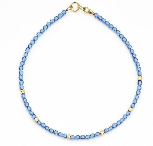 Foto de Pulsera Chic cuentas circonitas azules 2mm en oro amarillo 18kt 18cm