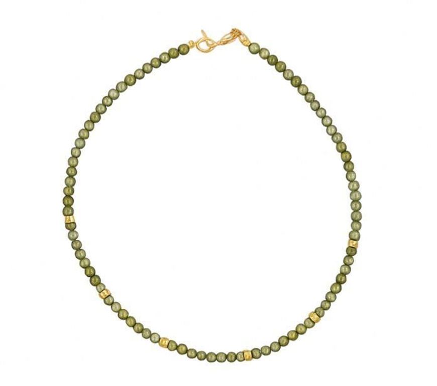 Foto de Pulsera Chic cuentas circonitas olivina 2mm en oro amarillo 18kt 18cm