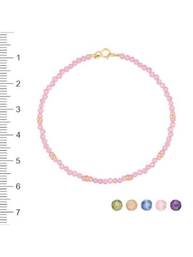 Foto de Pulsera Chic cuentas circonitas rosas 2mm en oro amarillo 18kt 18cm