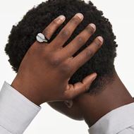 Picture of Anillo Dextera Octagon, Forma octagonal, Talla redonda, Negro, Baño de rutenio
