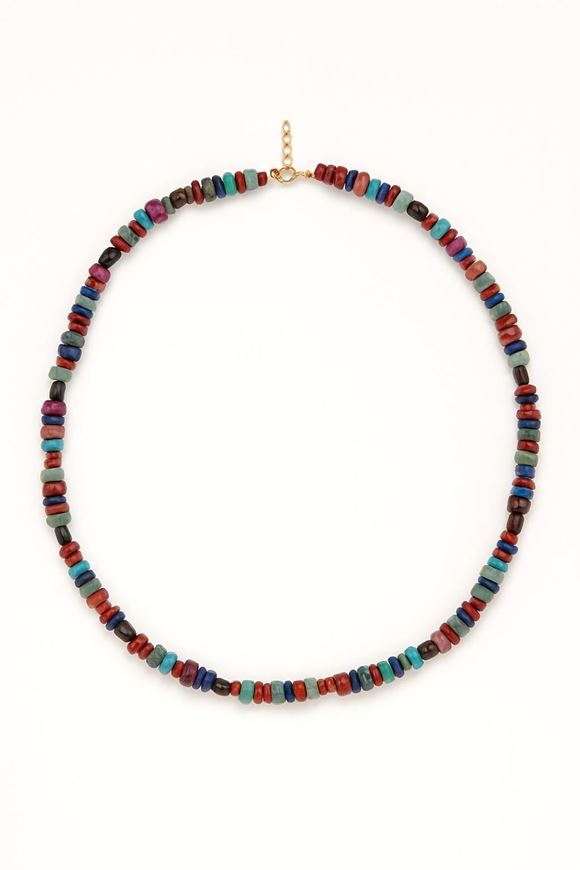Foto de Collar Tuttifruti en Jaspe Rojo, Lapislázuli, Regalitas, Aventurinas, Obsidianas y Cornalinas