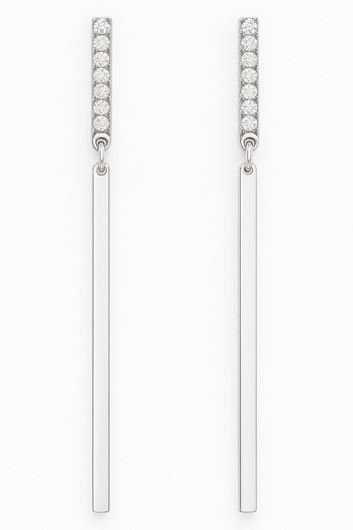 Foto de Pendientes oro blanco 18kt con barra de circonitas