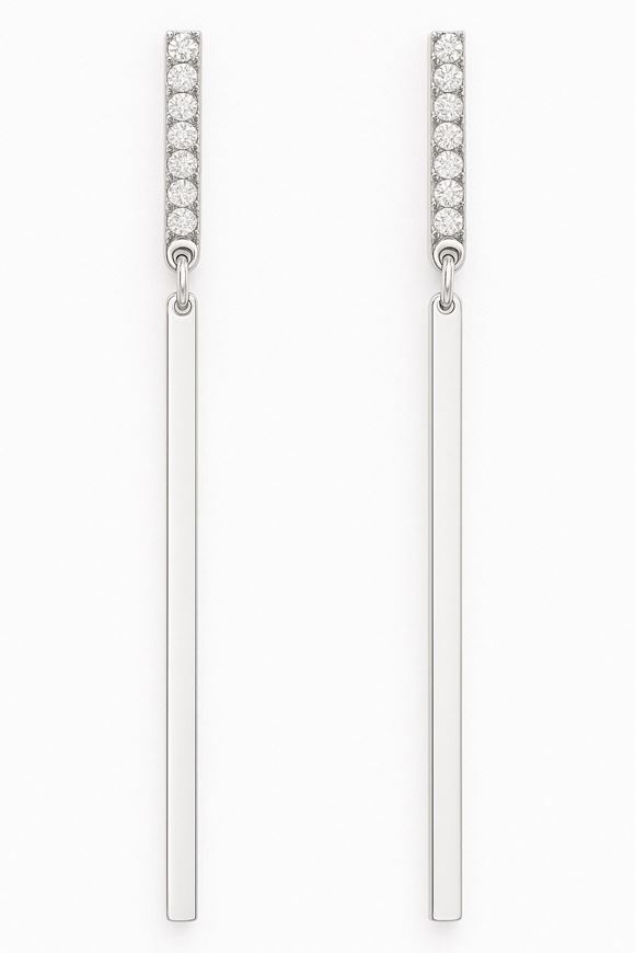 Foto de Pendientes oro blanco 18kt con barra de circonitas