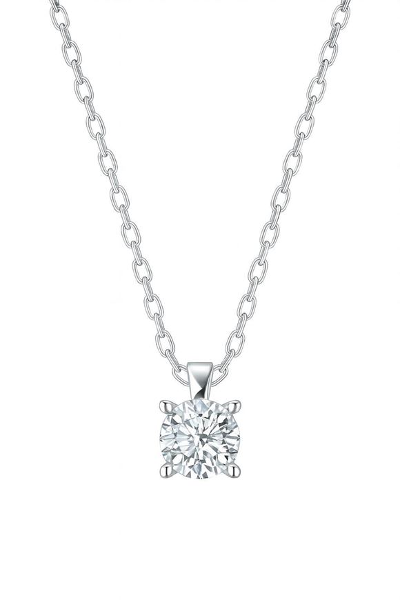 Foto de Gargantilla punto de luz en oro blanco 18kt y 1 brillante 0,20ct, Color H, Pureza SI