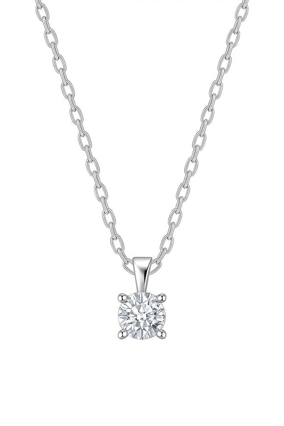 Foto de Gargantilla punto de luz en oro blanco 18kt y 1 brillante 0,10ct, Color H, Pureza SI