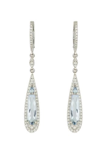 Foto de Pendientes oro blanco con diamantes y topacio azul