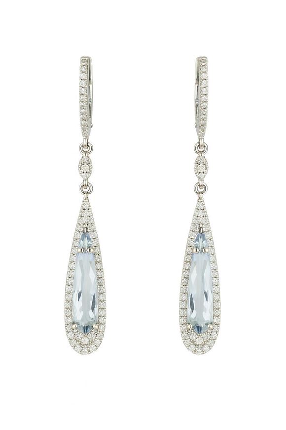 Foto de Pendientes oro blanco con diamantes y topacio azul