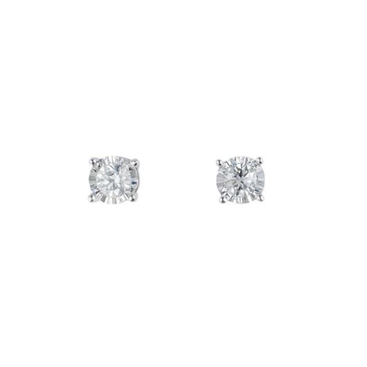 Foto de Pendientes puntos de luz en oro blanco 18kt y 2 brillantes 0,40ct, Color H, Pureza SI