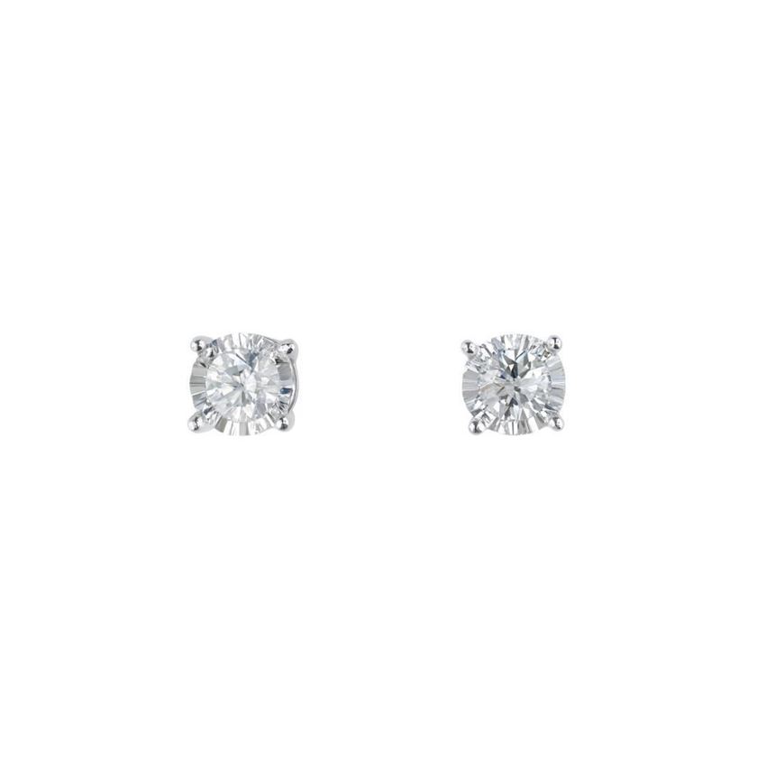 Foto de Pendientes puntos de luz en oro blanco 18kt y 2 brillantes 0,40ct, Color H, Pureza SI